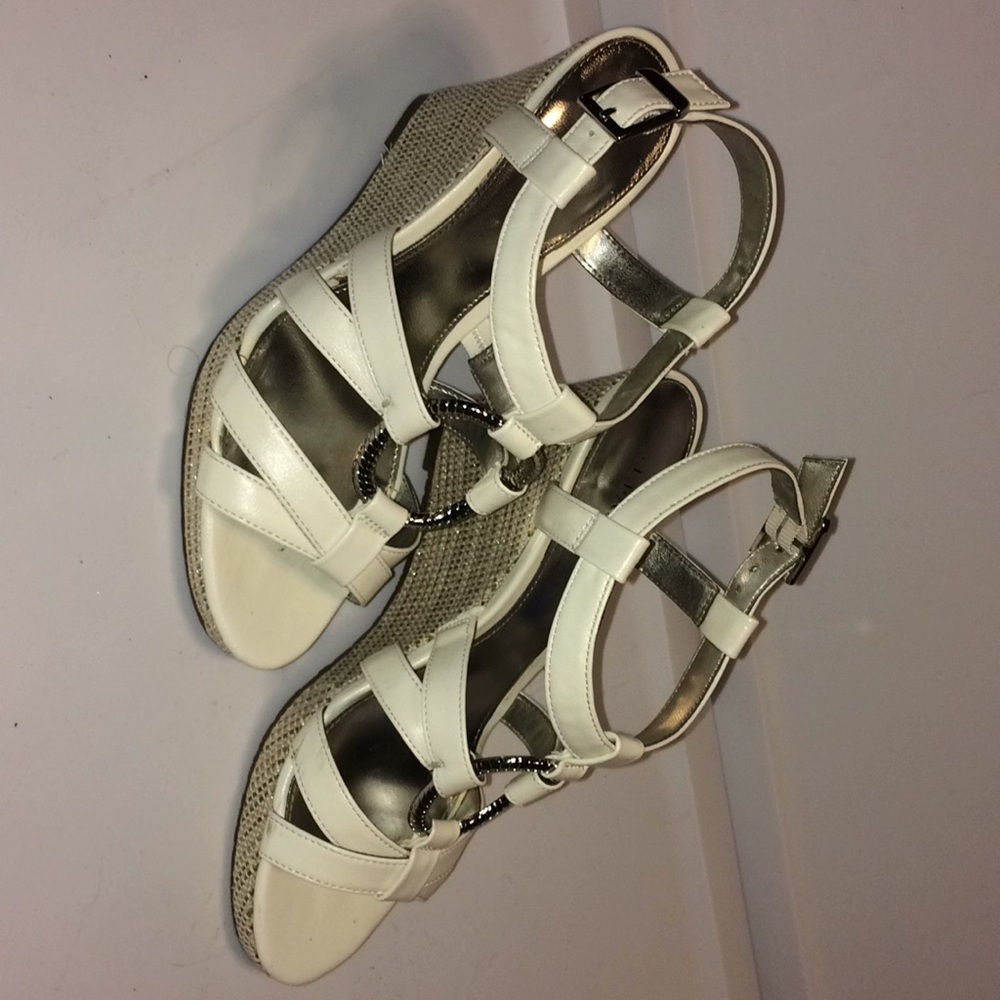Alfani 2-1/2” white wedge dress heel